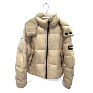 ⭐️ Iets Frans Beige Gold Puffer Jacket Urban Outfitters Streetwear Winter Coat